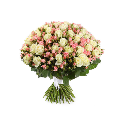 Купить на заказ Букет из 101 белой розы (микс) с доставкой в Кульсарах