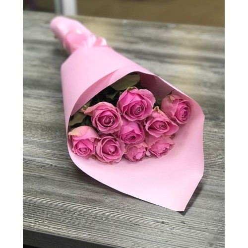 Купить на заказ Букет из 9 розовых роз с доставкой в Кульсарах