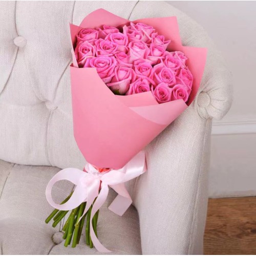 Купить на заказ Букет из 21 розовой розы с доставкой в Кульсарах
